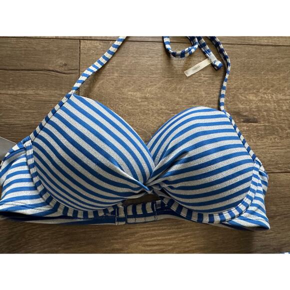 Aerie Blue and Silver Bikini Large Bottoms 34C Top‎ NWT READ - Picture 2 of 6